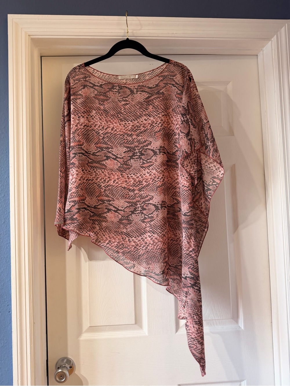 Michele Pink and Black Snake-Print Short Sleeve Top